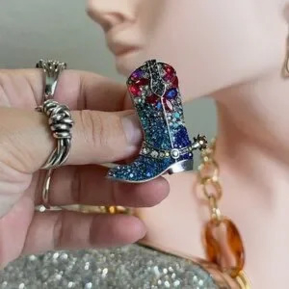 Colorful Rhinestone Cowboy Boot Brooch ?? - Picture 6 of 8
